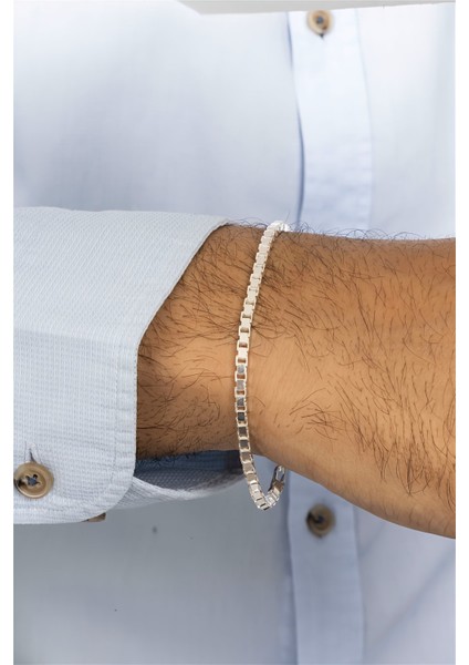 Küp Zincir Gümüş Erkek Bileklik modelleri