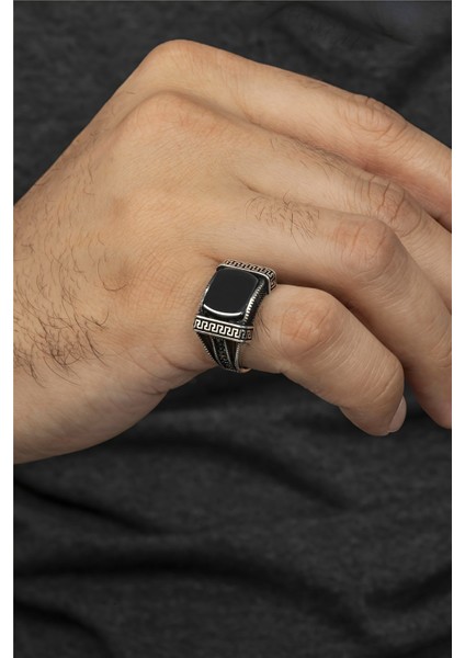 Şerit Grek Desenli Gümüş Serçe Parmak Erkek Yüzük fiyatları