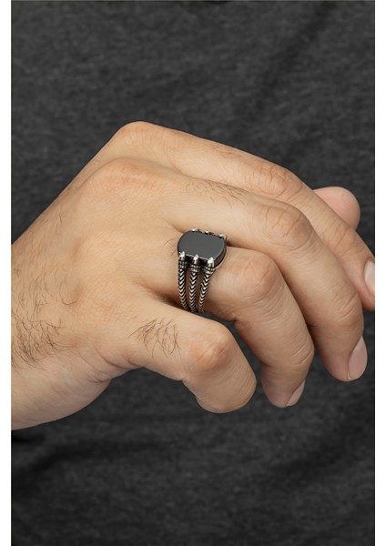 Oniks Taşlı Pençe Motifli 925 Ayar Gümüş Erkek Yüzük fiyatları