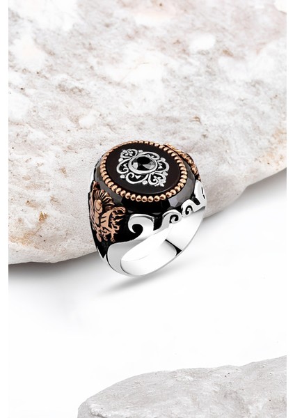 Onix Taşlı Gümüş Erkek Yüzük