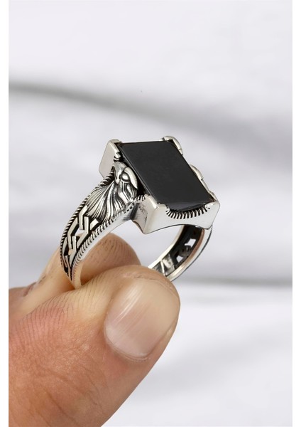 Kartal Motifli 925 Ayar Gümüş Erkek Yüzük