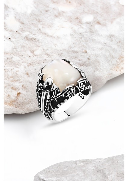 Sedef Taşlı Gümüş Erkek Yüzük