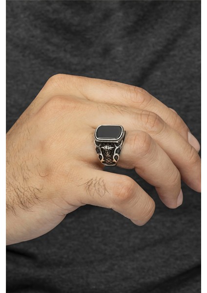 Medusa Motifli 925 Ayar Gümüş Erkek Yüzük modelleri