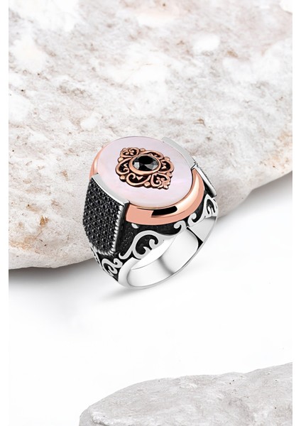 Sedef Taşlı Gümüş Erkek Yüzük