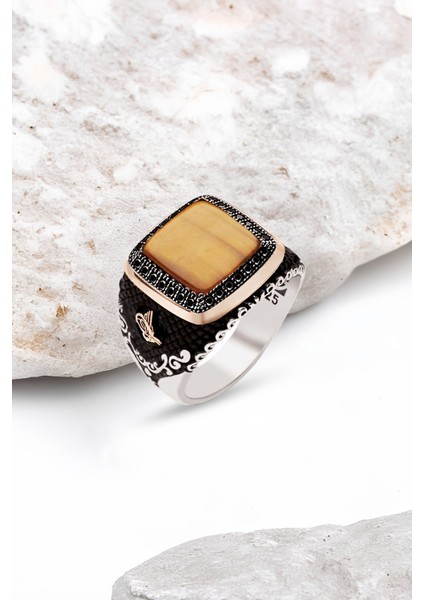 Gümüş İşlemeli Osmanlı Tuğralı Erkek Yüzük