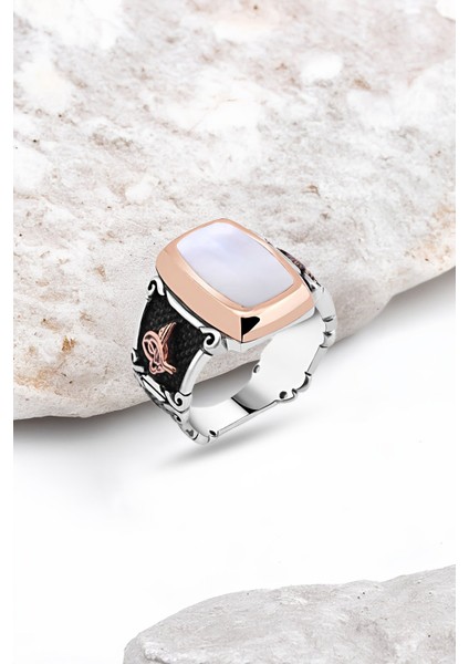Sedef Taşlı Gümüş Erkek Yüzük