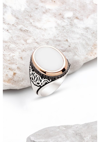 Gümüş Sedef Taşlı Erkek Yüzük