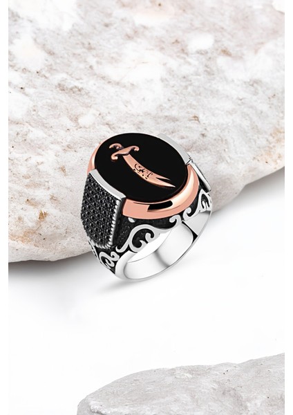 Onix Taşlı Zülfikar Gümüş Erkek Yüzük