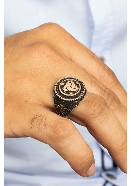 Kabartmalı Teşkilatı Mahsusa Motifli Gümüş Erkek Yüzük fiyatları