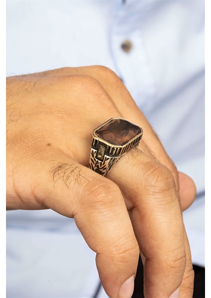 Dikdörtgen Zultanit Taşlı Renk Değiştiren Gümüş Erkek Yüzük fiyatları