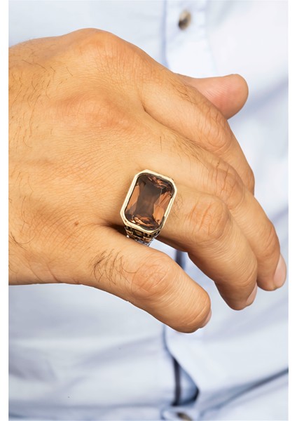 Dikdörtgen Zultanit Taşlı Renk Değiştiren Gümüş Erkek Yüzük modelleri