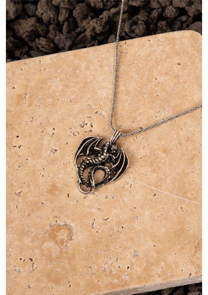 925 Ayar Gümüş Ejderha Erkek Kolye