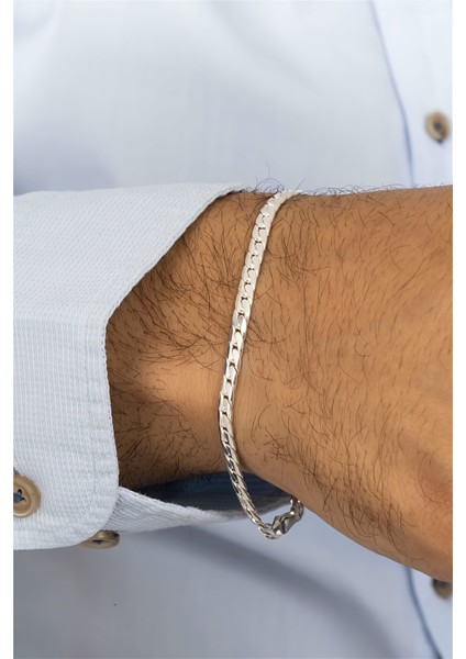 Sık Gurmet Zincir Klasik Gümüş Erkek Bileklik