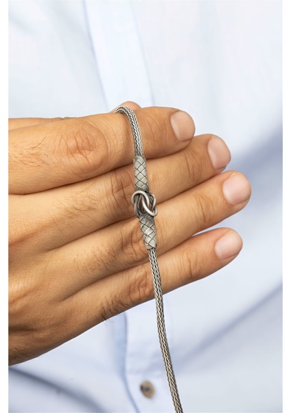 El İşi Sık Düğümlü Örgü Tasarım Gümüş Erkek Bileklik fiyatları