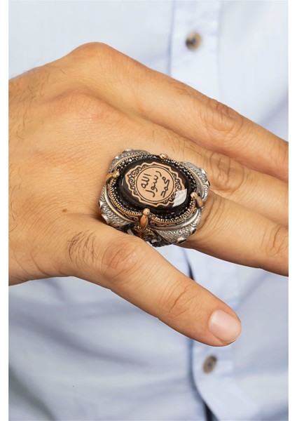 Özel Koleksiyon Kırmızı Taşlı Peygamber Mührü Gümüş Erkek Yüzük modelleri