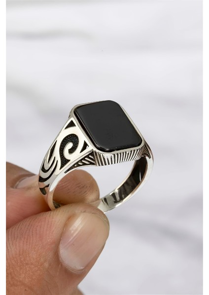 Sarmal Çizgili Gümüş Serçe Parmak Erkek Yüzük