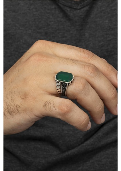 Zincir Desenli Mikro Süslemeli Karartmalı Gümüş Erkek Yüzük fiyatları