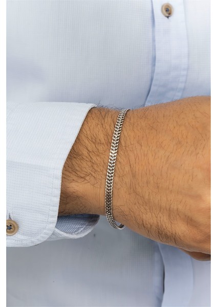 Zırh Motif Gümüş Erkek Bileklik modelleri