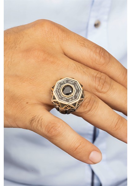 Özel Koleksiyon Ay Yıldız Motifli Korunma Duası Gümüş Erkek Yüzük fiyatları