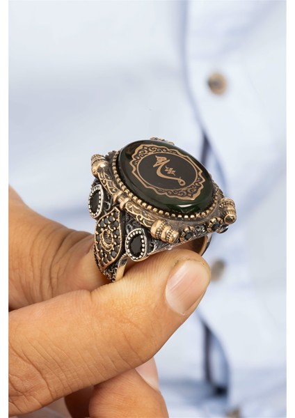 Özel Koleksiyon Hiç Yazılı Ayyıldız İşlemeli Gümüş Erkek Yüzük