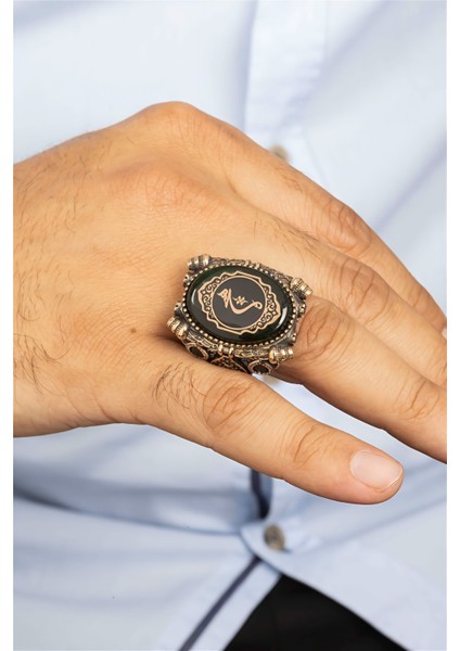 Özel Koleksiyon Hiç Yazılı Ayyıldız İşlemeli Gümüş Erkek Yüzük modelleri