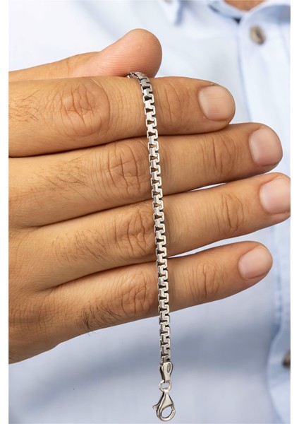 Antik Kare Zincir Gümüş Erkek Bileklik fiyatları