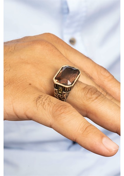 Dikdörtgen Zultanit Taşlı Renk Değiştiren Gümüş Erkek Yüzük fırsatları