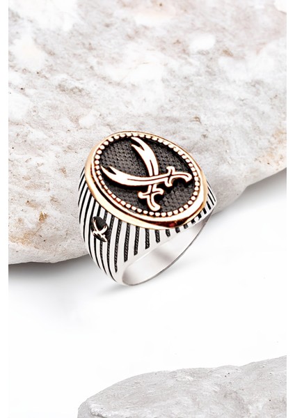 Gümüş Hz. Ali Kılıcı Zülfikar İşlemeli Erkek Yüzük