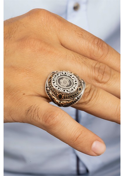 Özel Koleksiyon Hz. Süleyman Mührü Motifli Gümüş Erkek Yüzük modelleri