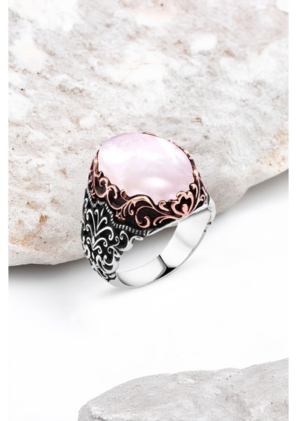 Sedef Taşlı Gümüş Erkek Yüzük