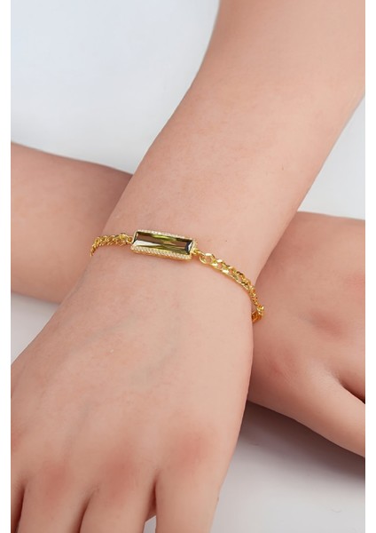 Sitrin Taşlı Altın Kaplama 925 Ayar Gümüş Bayan Bileklik fiyatları