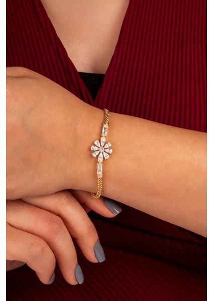 925 Ayar Gümüş Baget Taşlı Altın Kaplama Lotus Küp Zincir Bayan Bileklik fiyatları