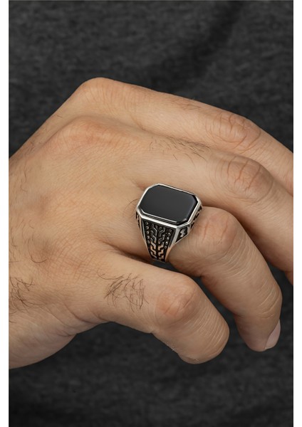 925 Ayar Yanı Desenli Gümüş Erkek Yüzük fiyatları