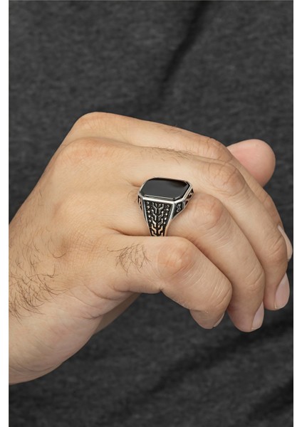 925 Ayar Yanı Desenli Gümüş Erkek Yüzük fırsatları