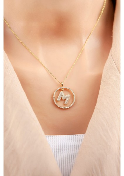 Altın Kaplama 925 Ayar Gümüş Yuvarlak Bayan Harfli Kolye fiyatları