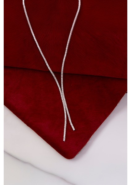 925 Ayar Gümüş Full Zirkon Taşlı Çift Sıra Su Yolu Baget Bayan Kolye