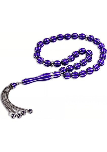 ​​​​​​Gümüş Lacivert Mineli Tesbih