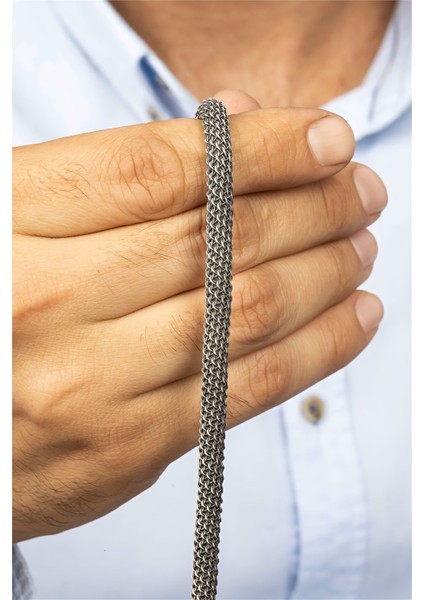 Zincir Örgü Model Gümüş Erkek Bileklik fiyatları