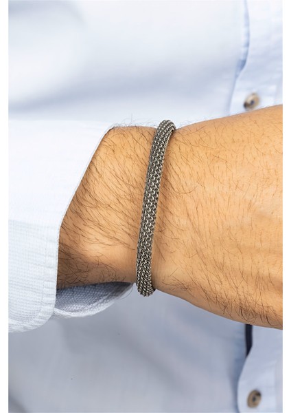 Zincir Örgü Model Gümüş Erkek Bileklik modelleri