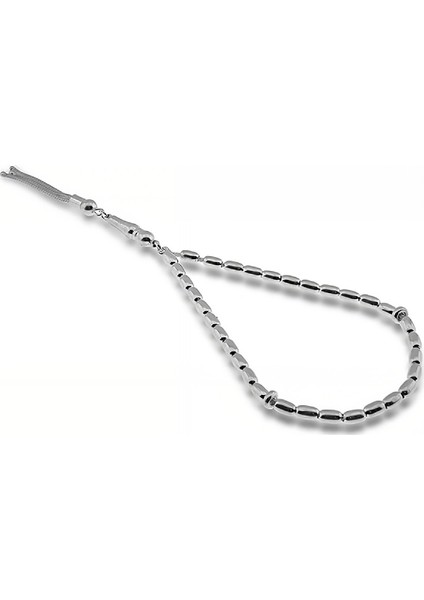 Arpa Tane Düz Gümüş Tesbih