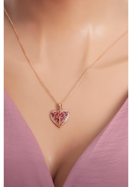 925 Ayar Gümüş Melek Kanadı Rose Renk İsimli Bayan Kolye fırsatları