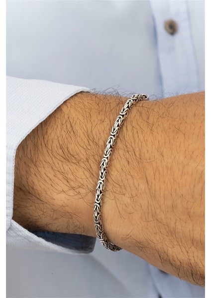 Kare Kral Zincir Gümüş Erkek Bileklik