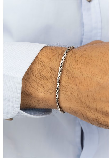 Kare Kral Zincir Gümüş Erkek Bileklik modelleri