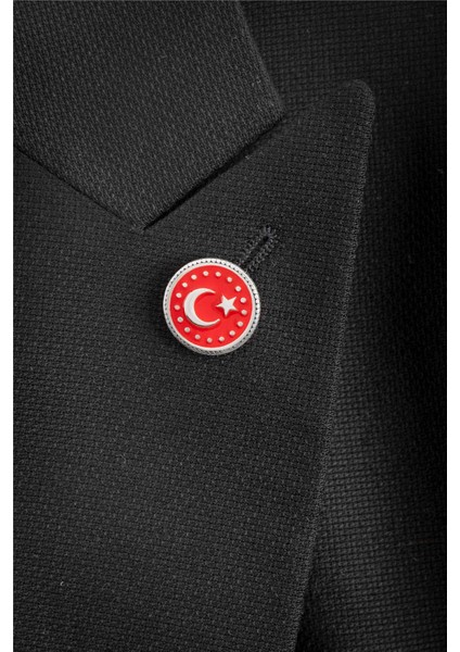 925 Ayar Gümüş Mineli Ayyıldız Puantiyeli Rozet modelleri