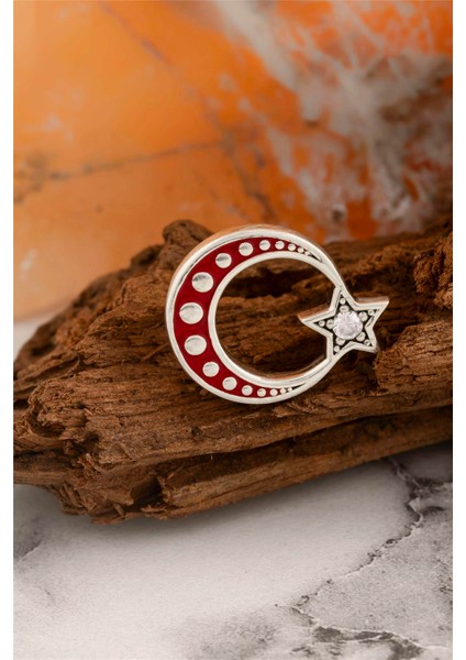 925 Ayar Gümüş Puantiyeli Ayyıldız Rozet fiyatları