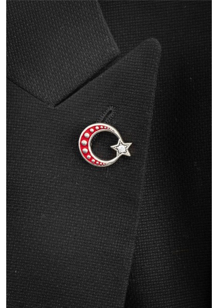 925 Ayar Gümüş Puantiyeli Ayyıldız Rozet modelleri