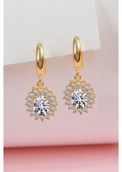 Altın Kaplama 925 Ayar Gümüş Zirkon Taşlı Küpe