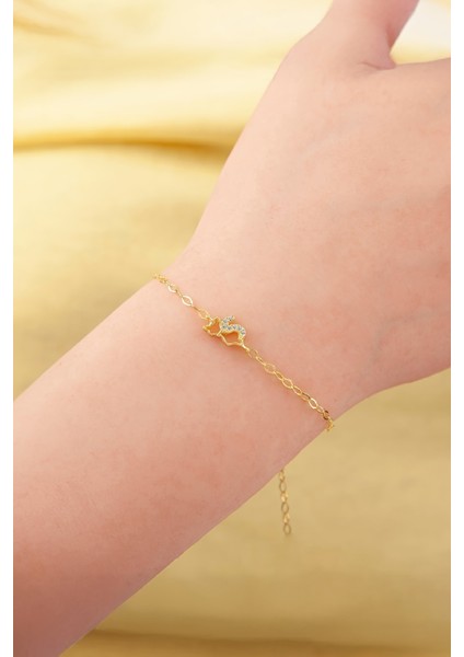 Altın Kaplama Zirkon Taşlı 925 Ayar Gümüş Minimal Kedi Bayan Bileklik fiyatları