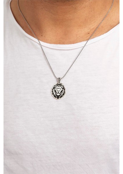 925 Ayar Gümüş Aslan Motifli Erkek Kolye fiyatları