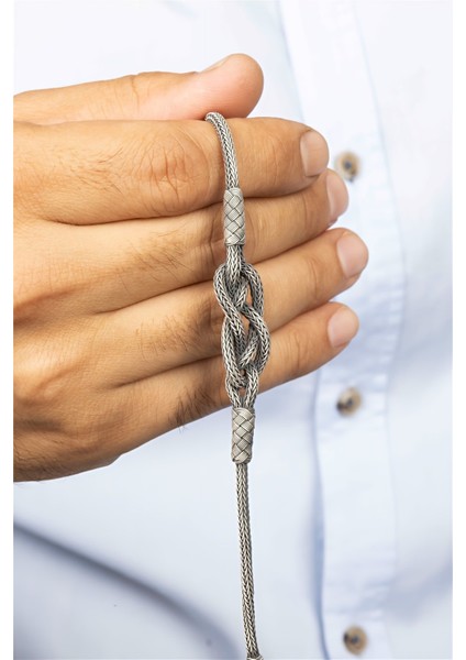 El İşi Düğüm Örgülü Hasır Gümüş Erkek Bileklik fiyatları